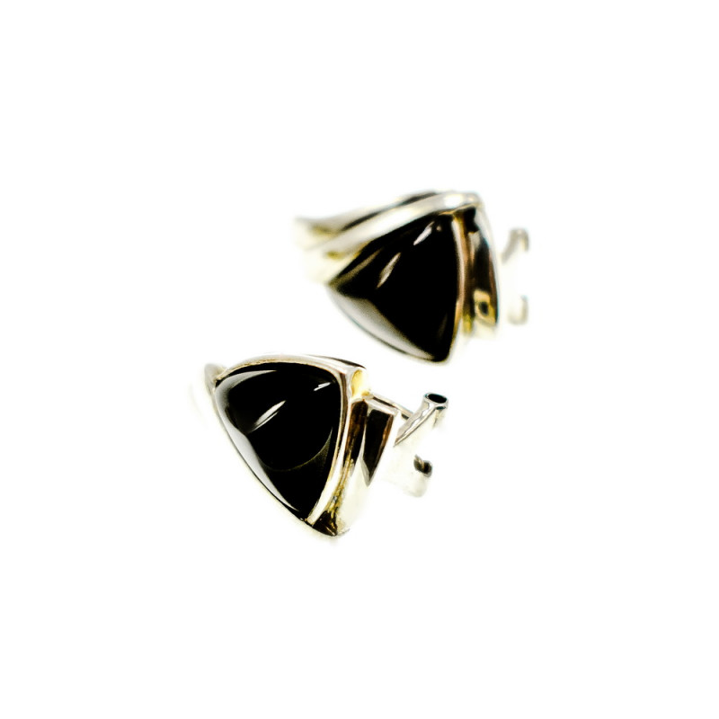 Sky Jewelry Серебряные серьги 925 проба с черным Нефритом