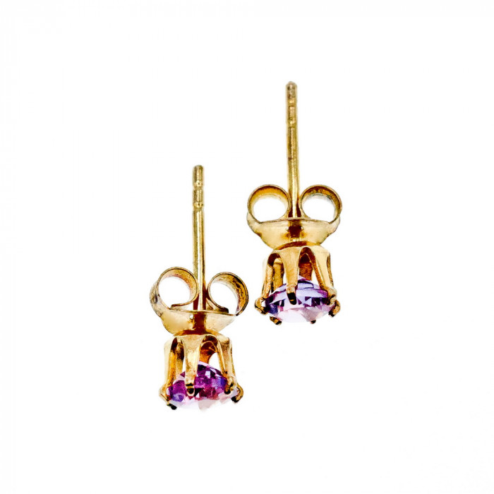 Sky Jewelry Серебряные серьги-гвоздики в позолоте с Фиолетовым Турмалином