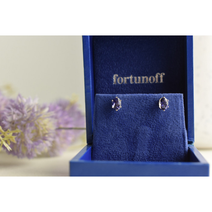 Sky Jewelry Серебряные серьги-гвоздики с Пурпурным Иолитом