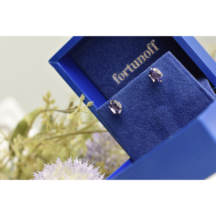 Sky Jewelry Серебряные серьги-гвоздики с Пурпурным Иолитом