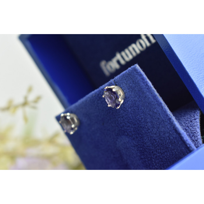 Sky Jewelry Серебряные серьги-гвоздики с Пурпурным Иолитом