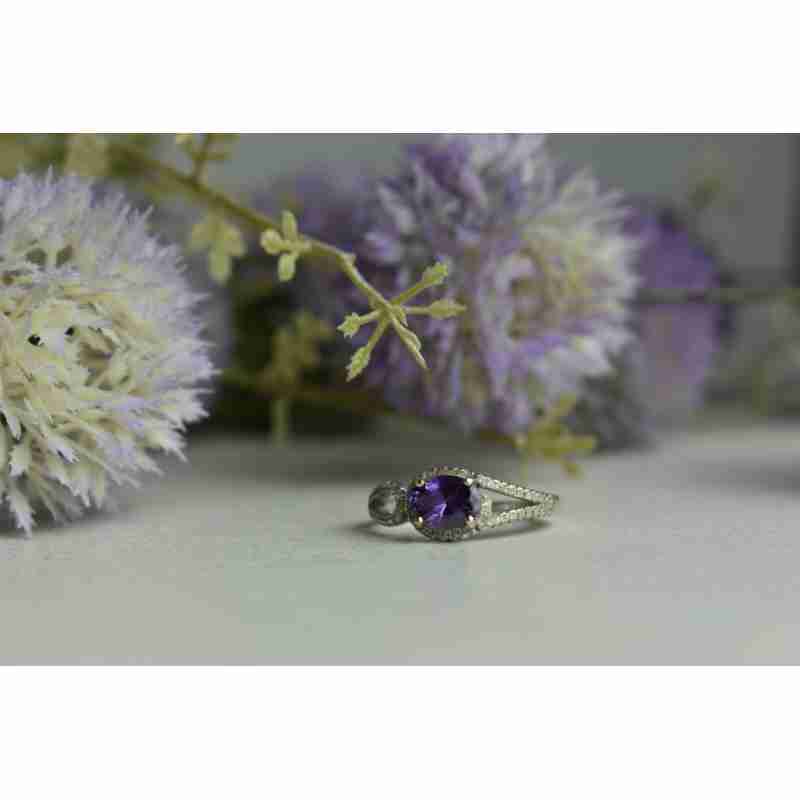Sky Jewelry Серебряное кольцо с Аметистом и фианитами