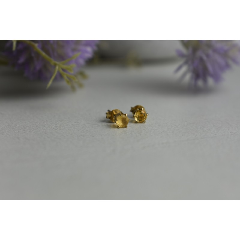 Sky Jewelry Серебряные серьги-гвоздики с Цитрином