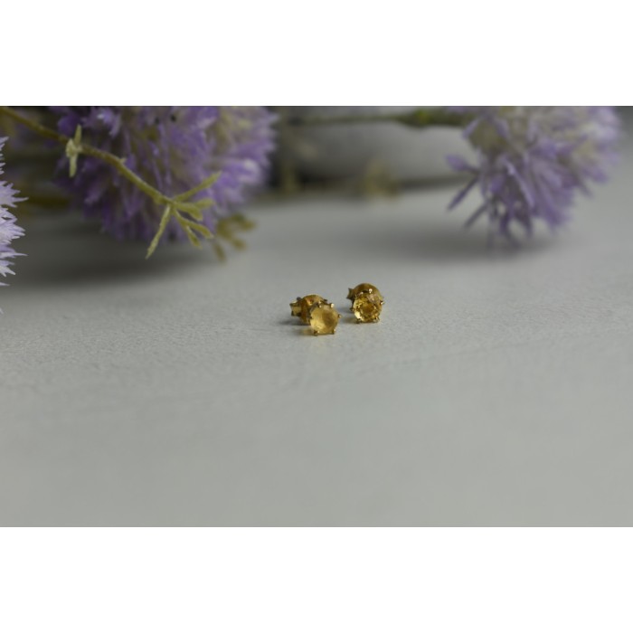 Sky Jewelry Серебряные серьги-гвоздики с Цитрином