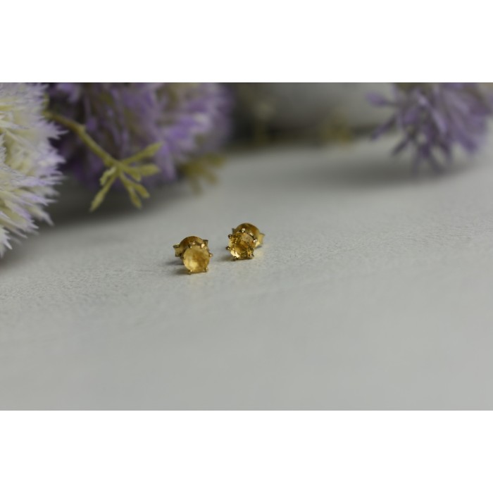 Sky Jewelry Серебряные серьги-гвоздики с Цитрином