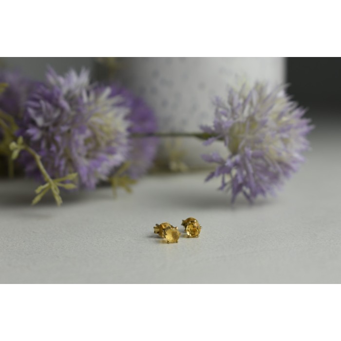 Sky Jewelry Серебряные серьги-гвоздики с Цитрином