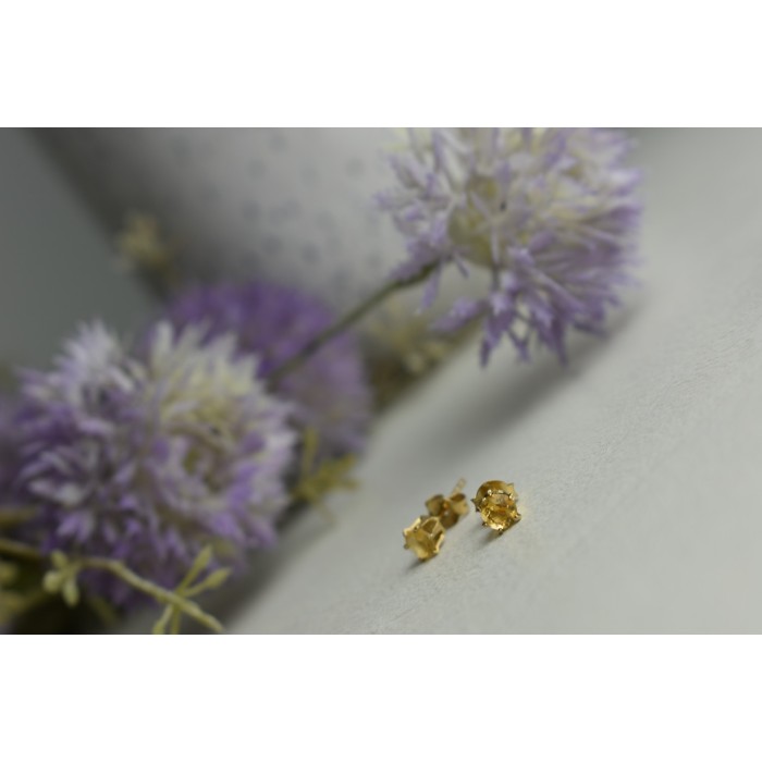 Sky Jewelry Серебряные серьги-гвоздики с Цитрином