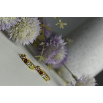 Sky Jewelry Серебряные серьги 925 пробы в позолоте с камнями: Перидот,голубая Шпинель,Гранат,Турмалин