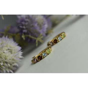 Sky Jewelry Серебряные серьги 925 пробы в позолоте с камнями: Перидот,голубая Шпинель,Гранат,Турмалин