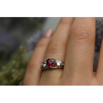 Sky Jewelry Серебряное кольцо с Розовым И Белым Топазом