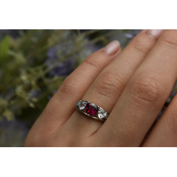 Sky Jewelry Серебряное кольцо с Розовым И Белым Топазом