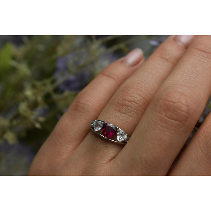 Sky Jewelry Серебряное кольцо с Розовым И Белым Топазом