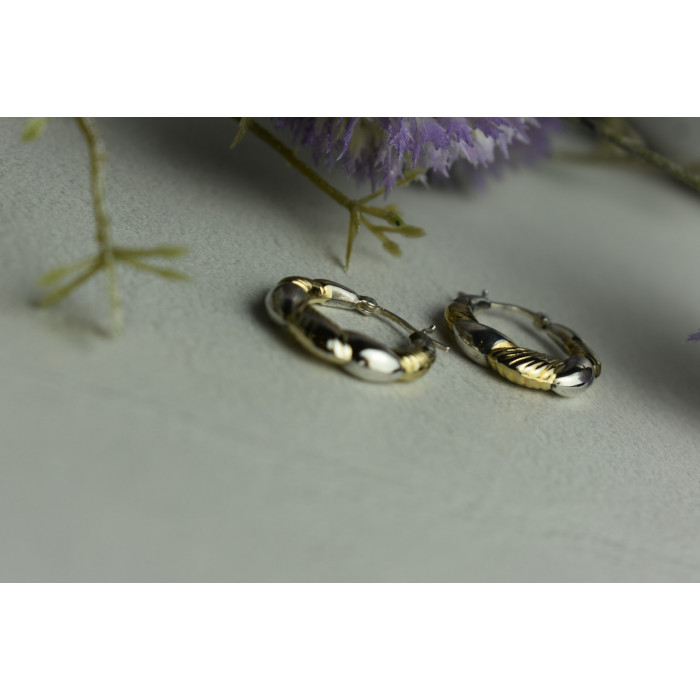 Sky Jewelry Серебряные серьги 925 пробы с нотами Позолоты