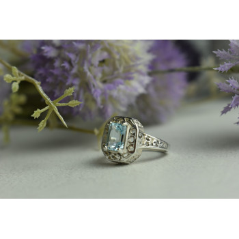 Sky Jewelry Серебряное кольцо 925 пробы с Голубой Шпинелью
