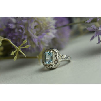 Sky Jewelry Серебряное кольцо 925 пробы с Голубой Шпинелью