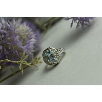 Sky Jewelry Серебряное кольцо 925 пробы с Голубой Шпинелью