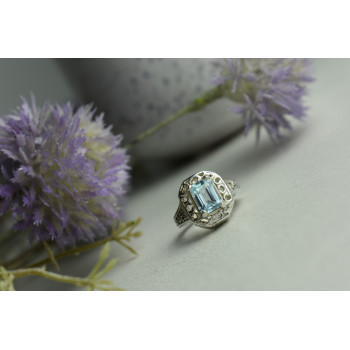 Sky Jewelry Серебряное кольцо 925 пробы с Голубой Шпинелью