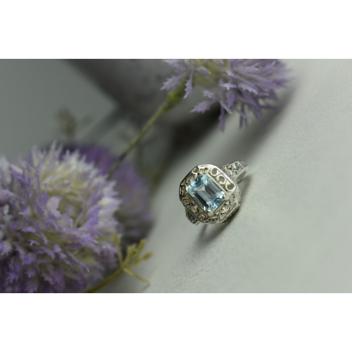 Sky Jewelry Серебряное кольцо 925 пробы с Голубой Шпинелью