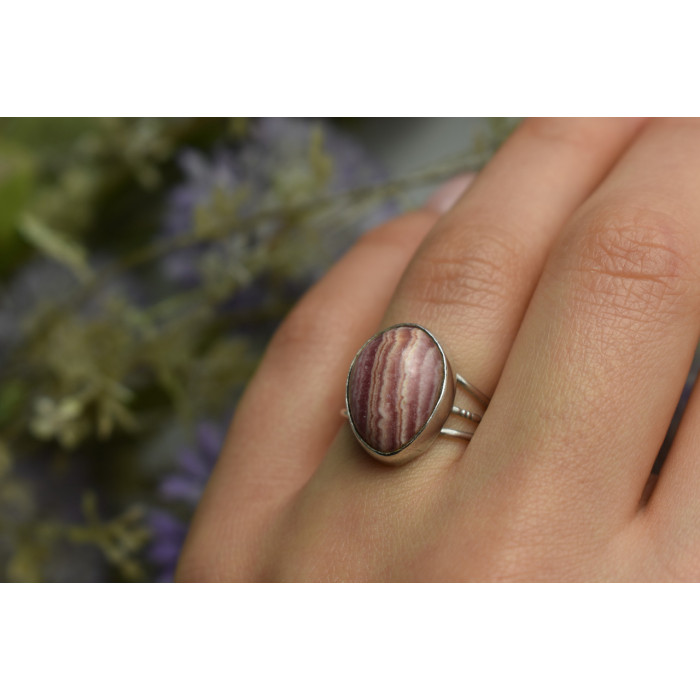 Sky Jewelry Кольцо из серебра с природным родохрозитом