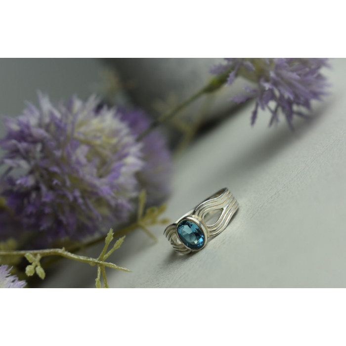 Sky Jewelry Серебряное кольцо 925 пробы с Ярко-Синей Шпинелью