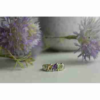Sky Jewelry Серебряное кольцо с камнями: Тсаворит (Цаворит), Турмалин и Гелиодор
