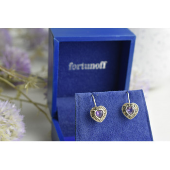 Sky Jewelry Винтажные серебряные серьги с Турмалином и камнями Морион