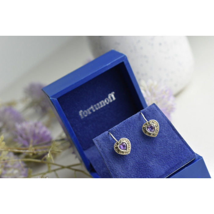 Sky Jewelry Винтажные серебряные серьги с Турмалином и камнями Морион