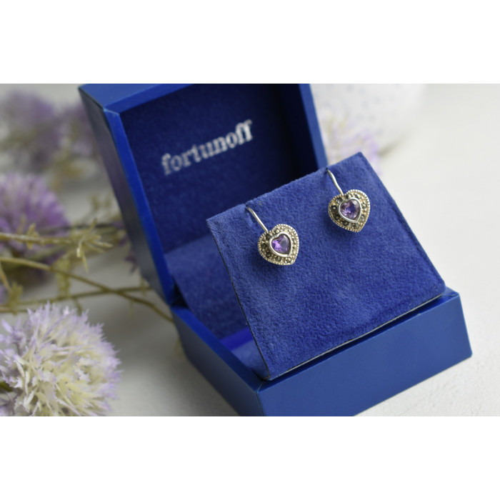 Sky Jewelry Винтажные серебряные серьги с Турмалином и камнями Морион