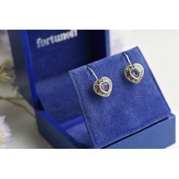 Sky Jewelry Винтажные серебряные серьги с Турмалином и камнями Морион