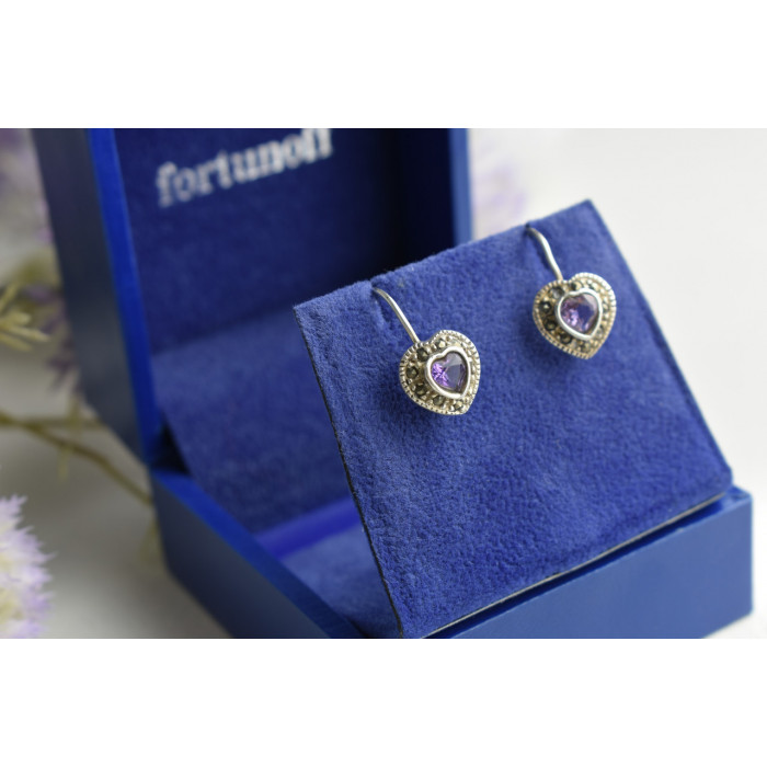 Sky Jewelry Винтажные серебряные серьги с Турмалином и камнями Морион