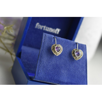 Sky Jewelry Винтажные серебряные серьги с Турмалином и камнями Морион