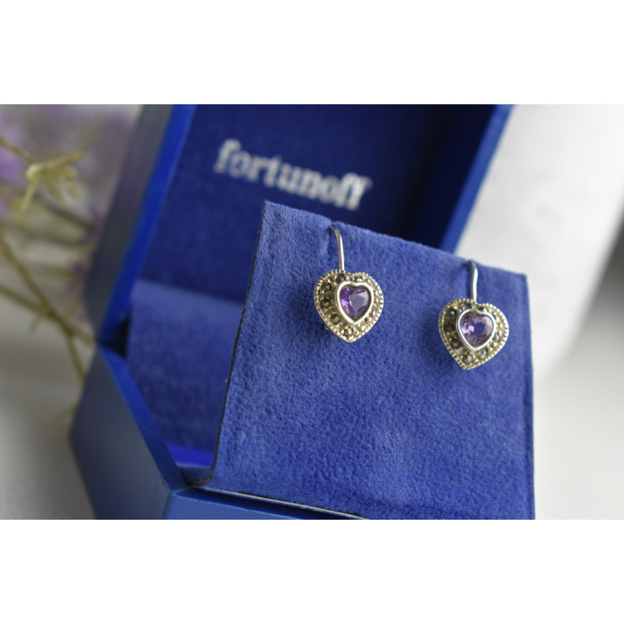 Sky Jewelry Винтажные серебряные серьги с Турмалином и камнями Морион