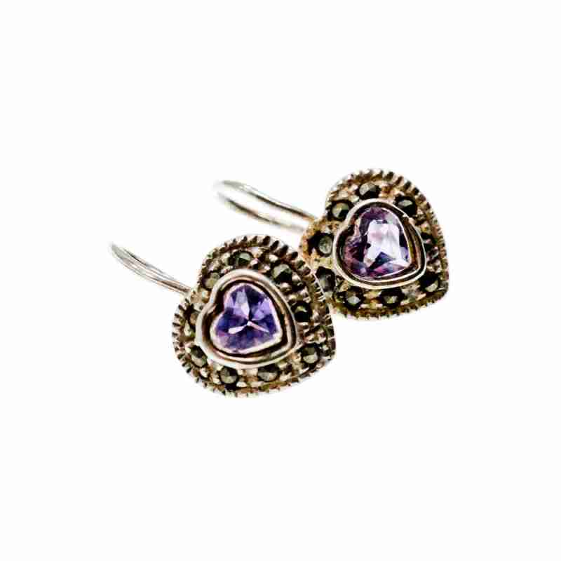Sky Jewelry Винтажные серебряные серьги с Турмалином и камнями Морион