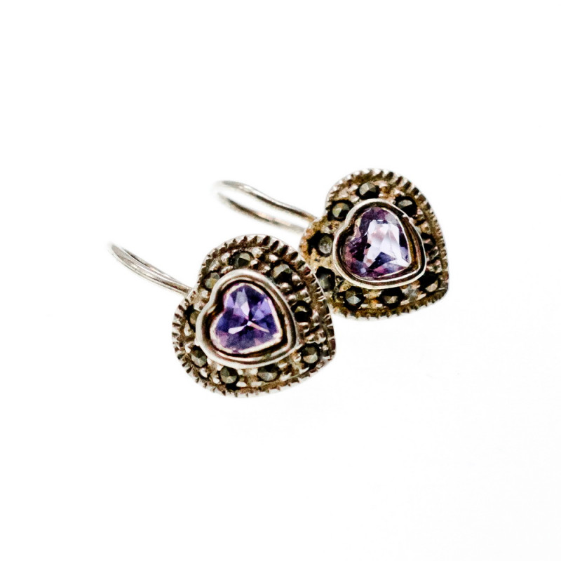 Sky Jewelry Винтажные серебряные серьги с Турмалином и камнями Морион