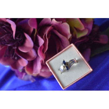 Sky Jewelry Серебряное кольцо 925 пробы с камнем Синяя Шпинель и фианиты