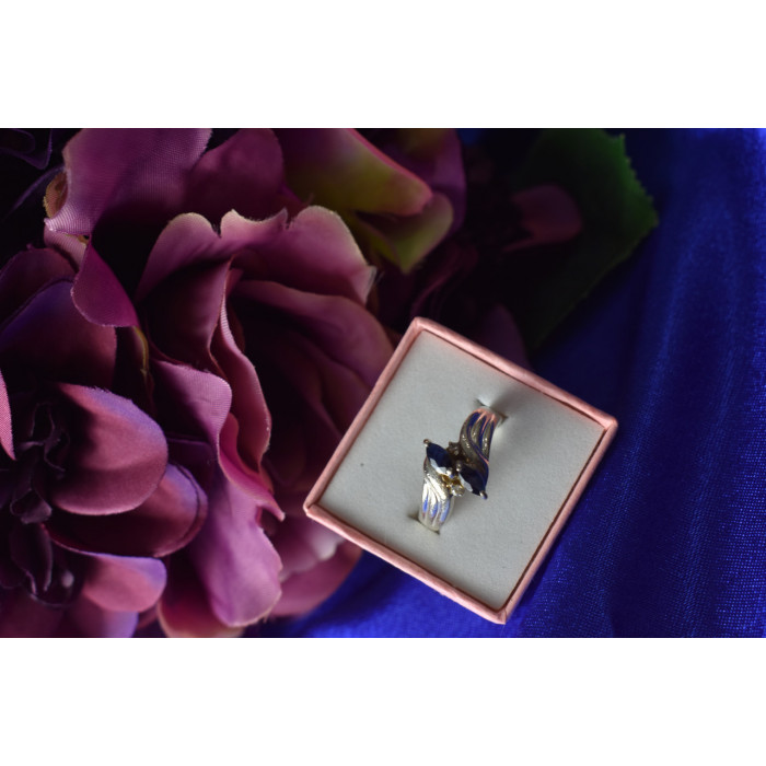 Sky Jewelry Серебряное кольцо 925 пробы с камнем Синяя Шпинель и фианиты