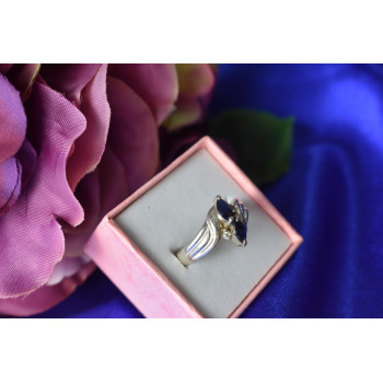Sky Jewelry Серебряное кольцо 925 пробы с камнем Синяя Шпинель и фианиты