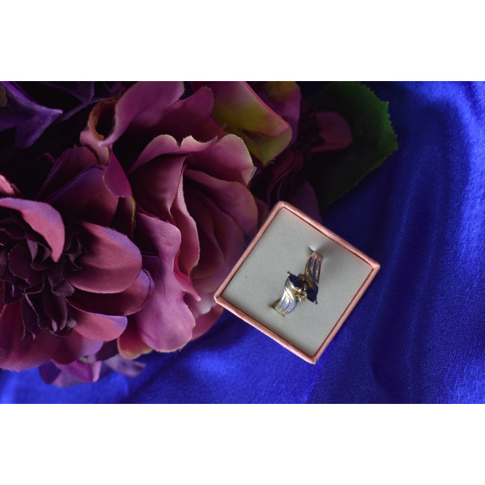 Sky Jewelry Серебряное кольцо 925 пробы с камнем Синяя Шпинель и фианиты