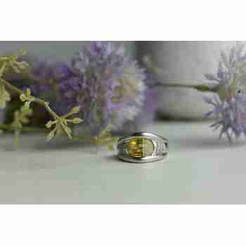 Sky Jewelry Серебряное кольцо 925 пробы с Желтым Сапфиром