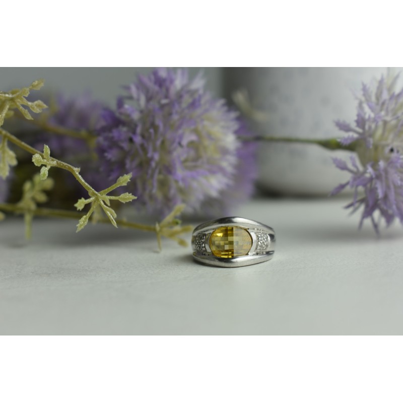 Sky Jewelry Серебряное кольцо 925 пробы с Желтым Сапфиром