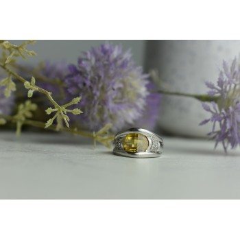 Sky Jewelry Серебряное кольцо 925 пробы с Желтым Сапфиром