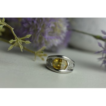 Sky Jewelry Серебряное кольцо 925 пробы с Желтым Сапфиром