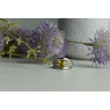 Sky Jewelry Серебряное кольцо 925 пробы с Желтым Сапфиром