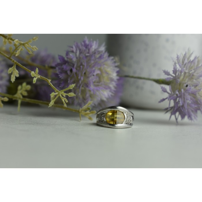 Sky Jewelry Серебряное кольцо 925 пробы с Желтым Сапфиром