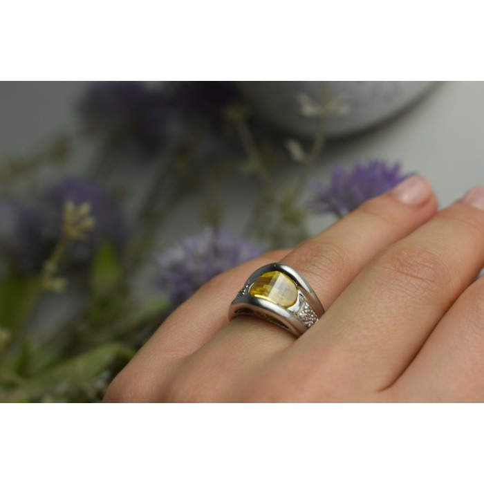 Sky Jewelry Серебряное кольцо 925 пробы с Желтым Сапфиром
