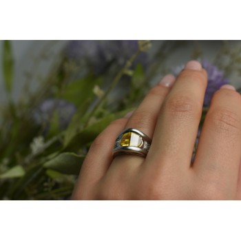 Sky Jewelry Серебряное кольцо 925 пробы с Желтым Сапфиром