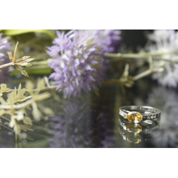 Sky Jewelry Серебряное кольцо 925 пробы с Цитрином и фианитами