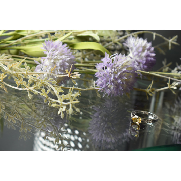 Sky Jewelry Серебряное кольцо 925 пробы с Цитрином и фианитами