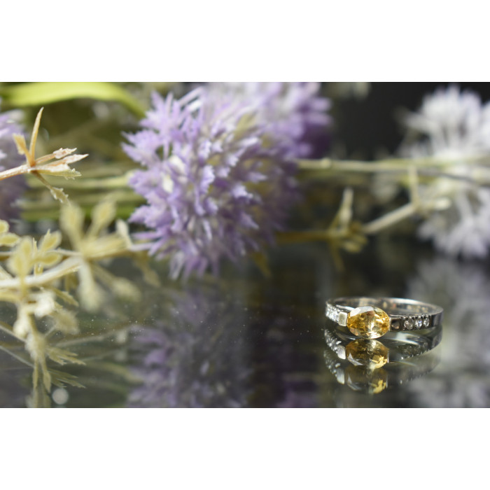 Sky Jewelry Серебряное кольцо 925 пробы с Цитрином и фианитами