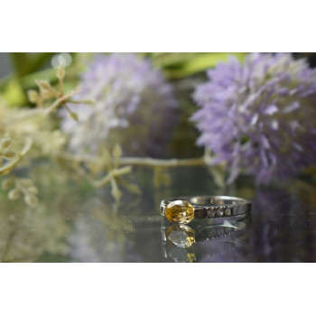 Sky Jewelry Серебряное кольцо 925 пробы с Цитрином и фианитами